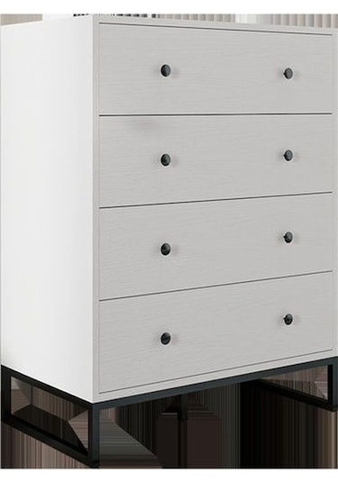 Just Home Alba Şifonyer - Beyaz / Siyah - 105x45x80 Cm Beyaz / Siyah