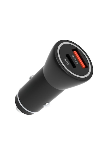 Pdateknoloji Yetty 20w Usb + Pd Hızlı Araç Şarj Cihazı Siyah Yc-20 Yerli Üretim