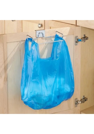 Yuntech01 Stokeleme Rafları: Çelik Paslanmaz Mutfak Çöp Poşeti Tutucu, Kapı Arka Tasarımı İle Kolay Kurulum, Sıfır Düzen Sağlar Gümüş