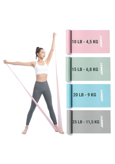 Joinfit Aerobik Ve Direnç Bandı 4'lü Set Pembe - Yeşil - Mavi - Gri