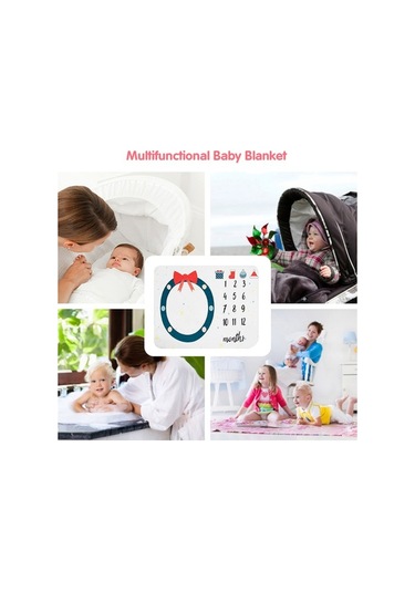 Flybuy Bebek Ay Ay Büyüme Battaniyesi - Yumuşak Flanel Fotoğraf Örtüsü 47x39 İnç - 12 Aylık Gelişim Takibi DiğER
