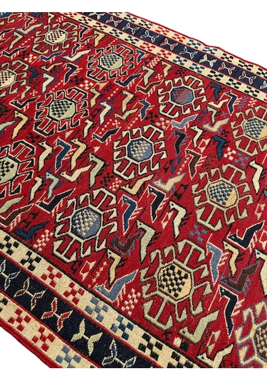 El Dokuma Sıfır İran Kilimi 77x190 Kırmızı Şahseven Yolluk