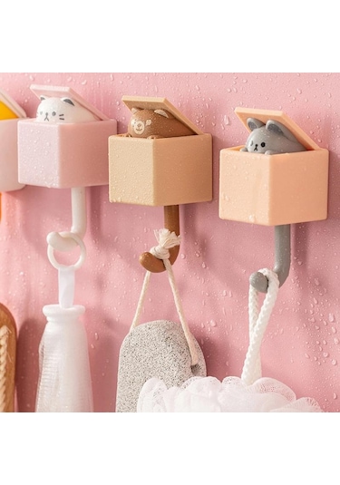 Taze Hava Kendinden Yapışkanlı Sevimli Kedi Duvar Kanca Yatak Odası Kapısı Askıl Şemsiye Ceket Tutucu Banyo-Bornoz Askısı 56525289 Diğer