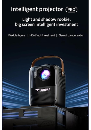 Torima T11 Bluetooth Wifi Akıllı Android Smart 4K 1080P Hoparlör Projeksiyon Cihazı Siyah