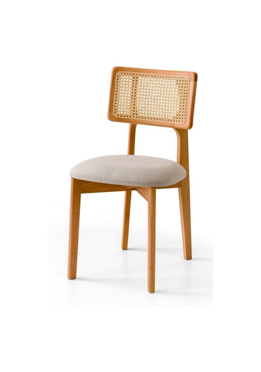 Zeus Bambu Hasırlı Ahşap Bohem Sandalye Natürel