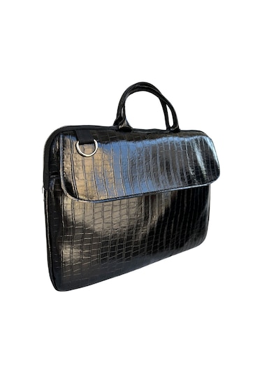 Kroko Siyah Macbook Air Pro Uyumlu 15.6-16.1 Inç Darbeye Karşı Korumalı Laptop Çantası Vip Home Bags