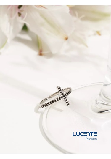 Lucente Gümüş Yüzük Kikoinli Haç 151327307 Siyah