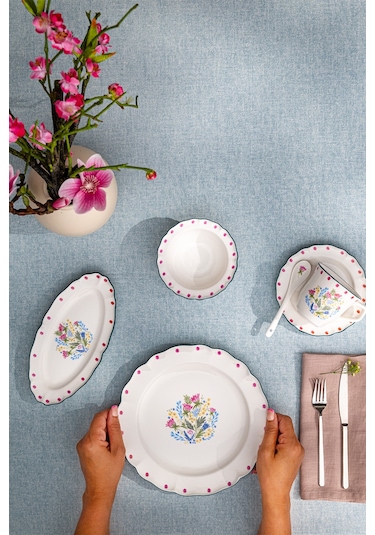 Emsan Yolanda Porselen 32 Parça 6 Kişilik Kahvaltı / Servis Takı Beyaz