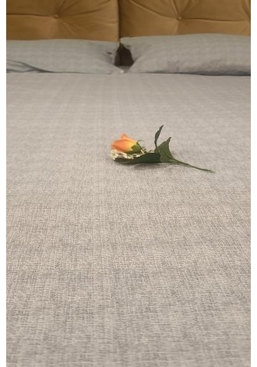 1448bng90298çarşaf Fıtted Çift Kişilik Keten Tarzı Pamuk Kumaş 2yastık Kılıflı Buz Gri Elyapım