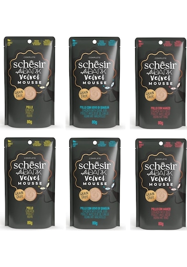 Schesir After Dark 3 Çeşit Karma Pouch Mousse Kedi Yaş Mama 80 Gr. X 6 Adet