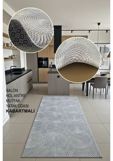 Lüle Halı Delüx Kaymaz Taban Halı Yolluk Gri Renk, Dlx7054 Gri