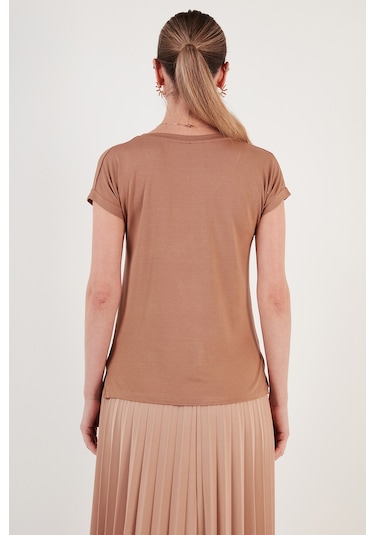 Lela V Yaka Relaxed Fit Yırtmaç Detaylı 2'Li Paket Bayan Bluz 5862000S2 Siyah-Bisküvi