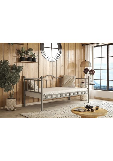 Reyo Kamelya Sedir Metal Karyola Gri 90x190