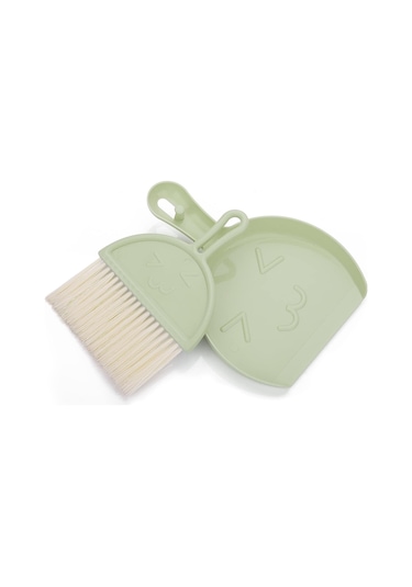 Yeşil Mini Tozpan Ve Toz Fırçası Seti, Küçük Süpürge Ve Tozpan, Po Nj