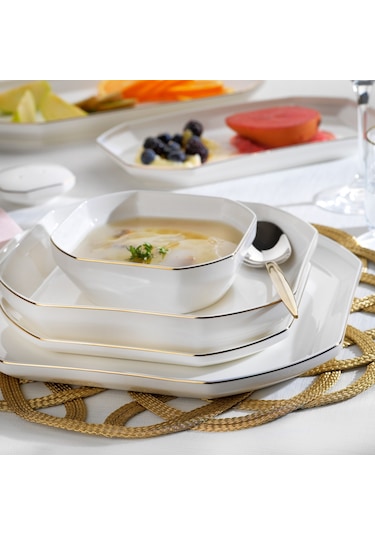 Schafer Graceful Bone Yemek Takımı 56 Parça-gold