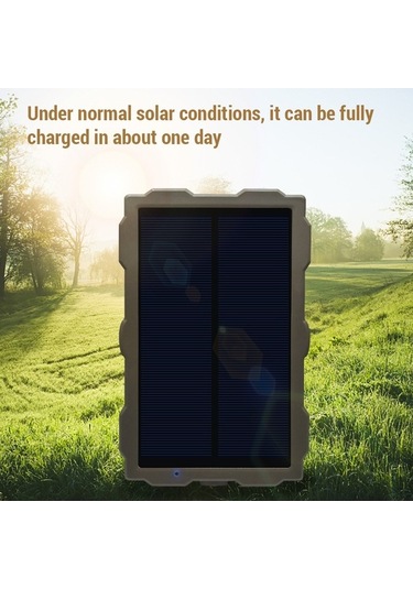 Pazly Avcılık Kamerası S15, Güneş Paneli Şarj, Dış Mekan Güneş Enerjisi, Şarj Edilebilir Siyah