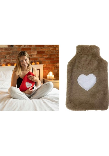 Kalpli Sıcak Su Torbası Peluş Kahverengi 750 ML