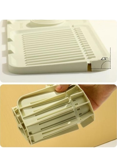 Yeşil Lavabo Musluğu Drenaj Mat Mutfak Sıçrama Koruması Kurutma Mat Çok Fonksiyonlu Lavabo Organizasyon Tepsisi Ev İçin