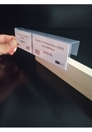 10 Adet Pvc Etiketlik Dik Geçme Ahşap Raf 20 x 4 CM İsimlik Kart Cebi