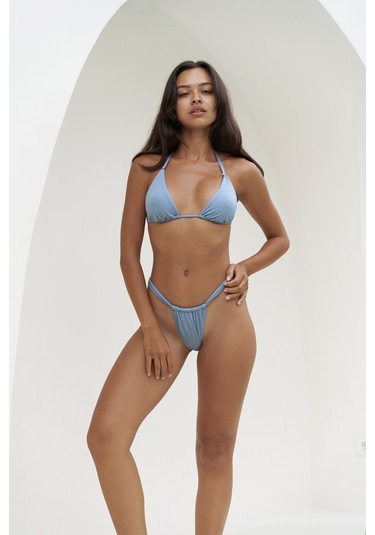 Dahlia Büzgü Detaylı Kalın Bantlı Mavi Bikini Altı Mavi