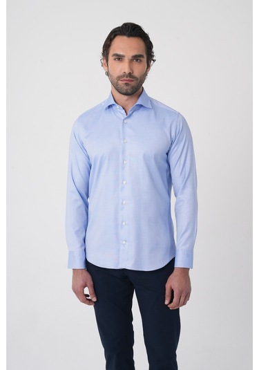 Bisse Erkek Uzun Kollu Regular Fit Mavi Klasik Gömlek Gmars252161 E35 Mavi
