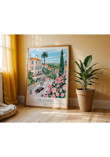 Palermo Italy Ahşap Çerçeveli Dekoratif Duvar Tablosu