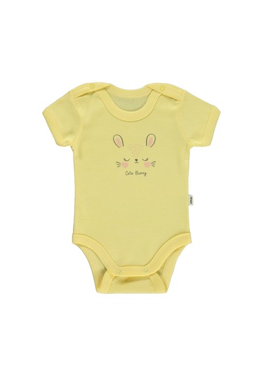Civil Baby Cute Bunny Baskılı 1-36 Ay Çıtçıtlı Badi - Sarı Açık Sarı