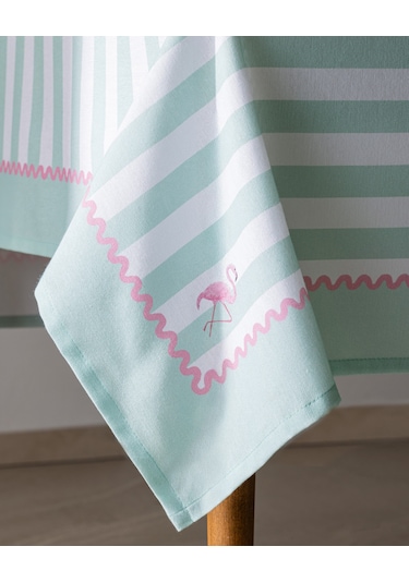 Louve Pamuklu Masa Örtüsü - Mint/beyaz - 150x150 Cm 8684427278246 Çok Renkli
