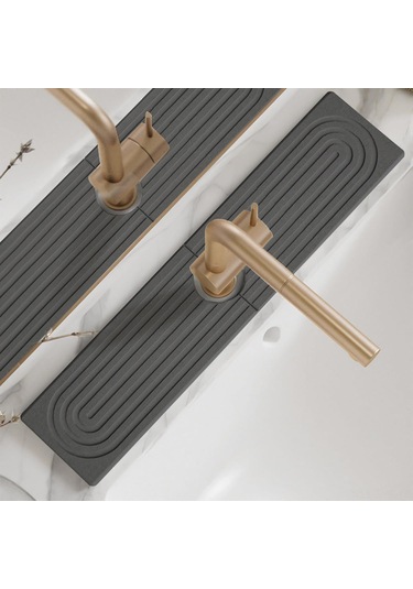 Symbee Diyatom Toprak Lavabo Su Emici Pad - Hızlı Kuruyan Mutfak/banyo Tezgahı Koruyucu - Koyu Gri 40x10cm Koyu Gri