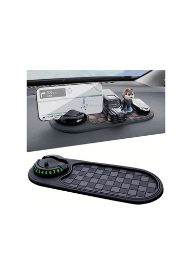 Xuweiwei A-silvery 360 Derece Dönebilir Araç Kaymaz Paspas Telefon Tutucu Ve Otopark Numaraları