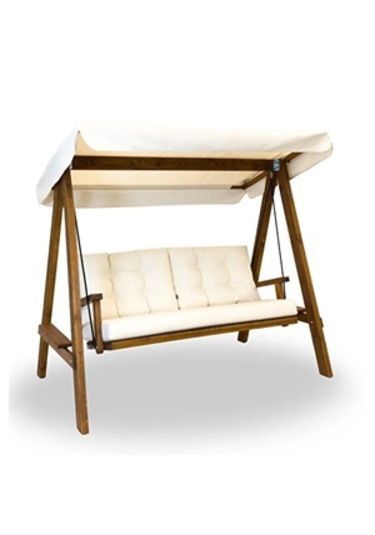 Pera 2000 Üç Kişilik Ahşap Bahçe Salıncağı Krem