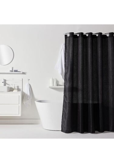 Waffle Duş Perdesi - Siyah - Polyester - 180 X 200 Cm - 12 Kanca - Utılıty - Today Diğer