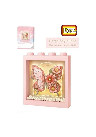 Lz-1960 Loz Pembe Kelebek Çerçeve 822 Parça Block Oyuncak