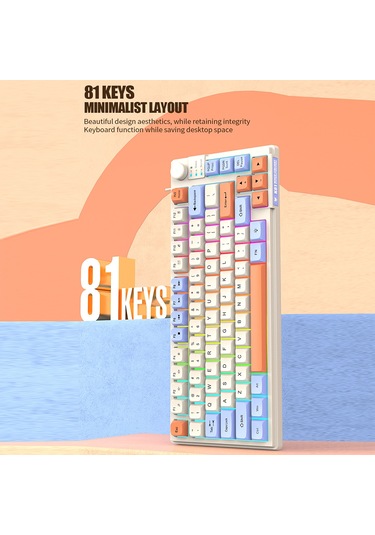 Maiyame Abs Plastik Renkli Arkadan Aydınlatmalı 81 Tuşlu Kablolu Usb Oyun Klavyesi - Mavi, Alacakaranlık, Menekşe