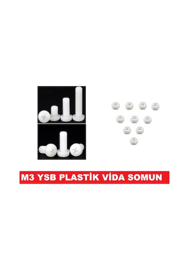 M3 PLASTİK-POLYAMİD  VİDA VE SOMUN SET M3x8mm 24 PARÇA