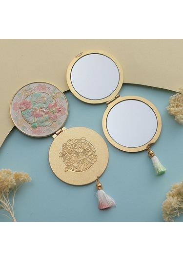 Suntek Seyahat Makyaj Aynası Yuvarlak Yaratıcı Kozmetik Çanta Pembe