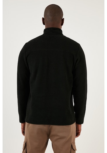 Buratti Slim Fit Yarım Fermuarlı Yumuşak Dokulu Şardonlu Kışlık Erkek Polar 59060011 Siyah
