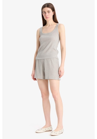 DeFacto Regular Fit 2'li Takım Bürümcük Atlet Şort F1487AX25SMGR266