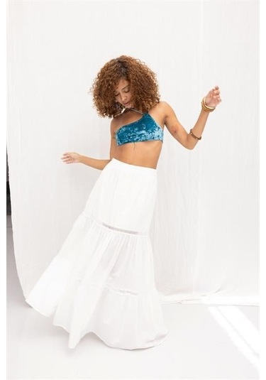 Annie Brode Şerit Detaylı Etek 4036 Beyaz