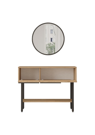 Robin Home Lidya Dresuar Aynalı Kapaklı Metal Ayaklı Uv Baskı Sep Kahverengi