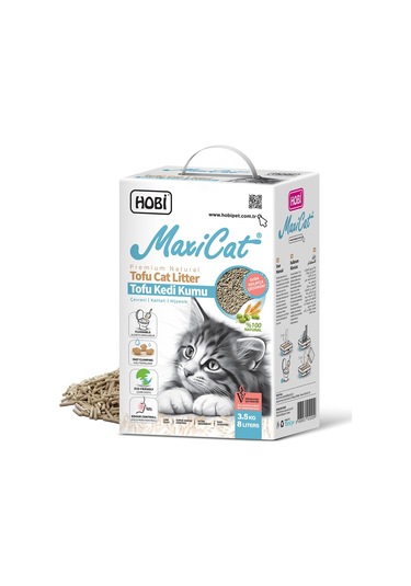Hobi Maxicat Tofu Kedi Kumu 8 Litre - Tozsuz, Bitkisel Ve Çevre Dostu Pelet Formül