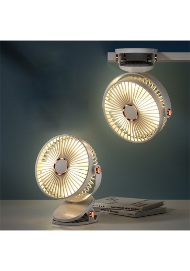 Atmosfer Işıklı 6 İnç Masaüstü Klipsli Vantilatör, 6 Hız, Usb Şarj Edilebilir Taşınabilir Vantilatör - Siyahımsı Yeşil Siyahımsı Yeşil