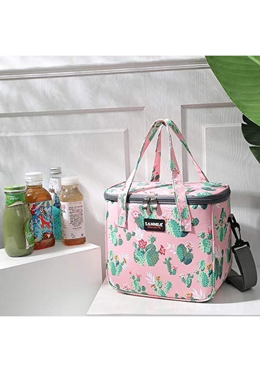 Maiyame Yeniden Kullanılabilir Isı Saklama Poliester Çanta - Kadınlar İçin Çalışma/manzaralı Mola Yemeği Kutusu, Çiçek Desenli, Zipper Kapaklı Çok Renkli