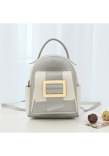 Tuomeng Kadın Yaz Ve Sonbahar Yeni Stil Moda Renk Eşleşen Küçük Taze Sırt Çantası Gümüş Siyah - Gümüş