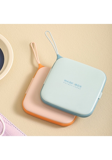 Skycity Maske Saklama Kutusu 3'lü Set - Pp Plastik, Taşınabilir, Hafif, Farklı Renkler Mavi, Turuncu, Gri Gök Mavisi