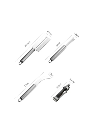 2 Takım 4'lü 1 Paslanmaz Çelik Ananas Bıçağı Meyve Bıçağı
