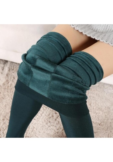 2021 Kış Sıcak Tayt Kadınlar Yüksek Bel Kız Rahat Leggins Kadınlar İçin Kalınlaşmak Rahat Esneklik Tayt Koyu Yeşil