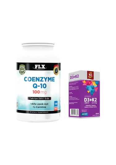 Coenzyme Q-10 100 Mg 180 Tablet Ve Vitamin D3 Vitamin K2 20 Ml