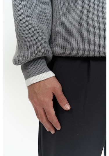 Carter Çift Yaka Detaylı Gri Erkek Triko Kazak Gri