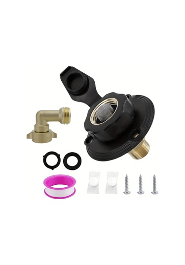 Xuweiwei Black 1 Set Rv Tatlı Su Girişi Çek Valfli Pirinç Bağlantı 3/4 Nh Dişi 1/2 Npt Erkek Flanj Karavan Tekne